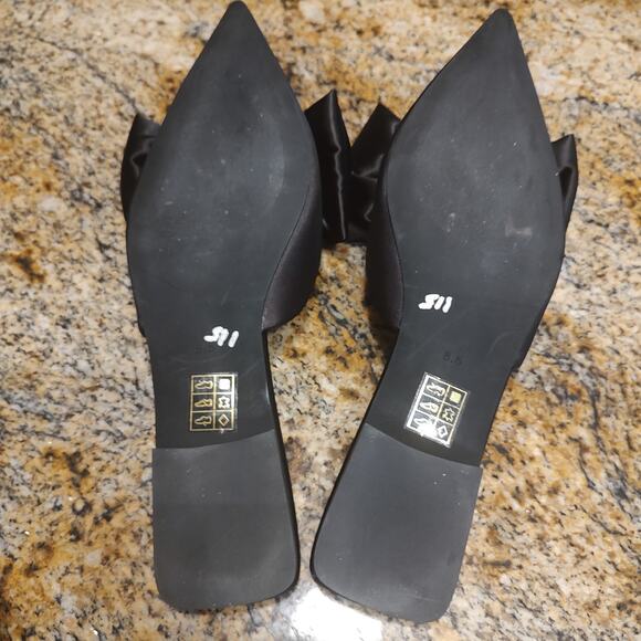 Jeffrey Campbell Black Satin Rhinestone Slip-On Mules Size 8.5 - Picture 11 of 12